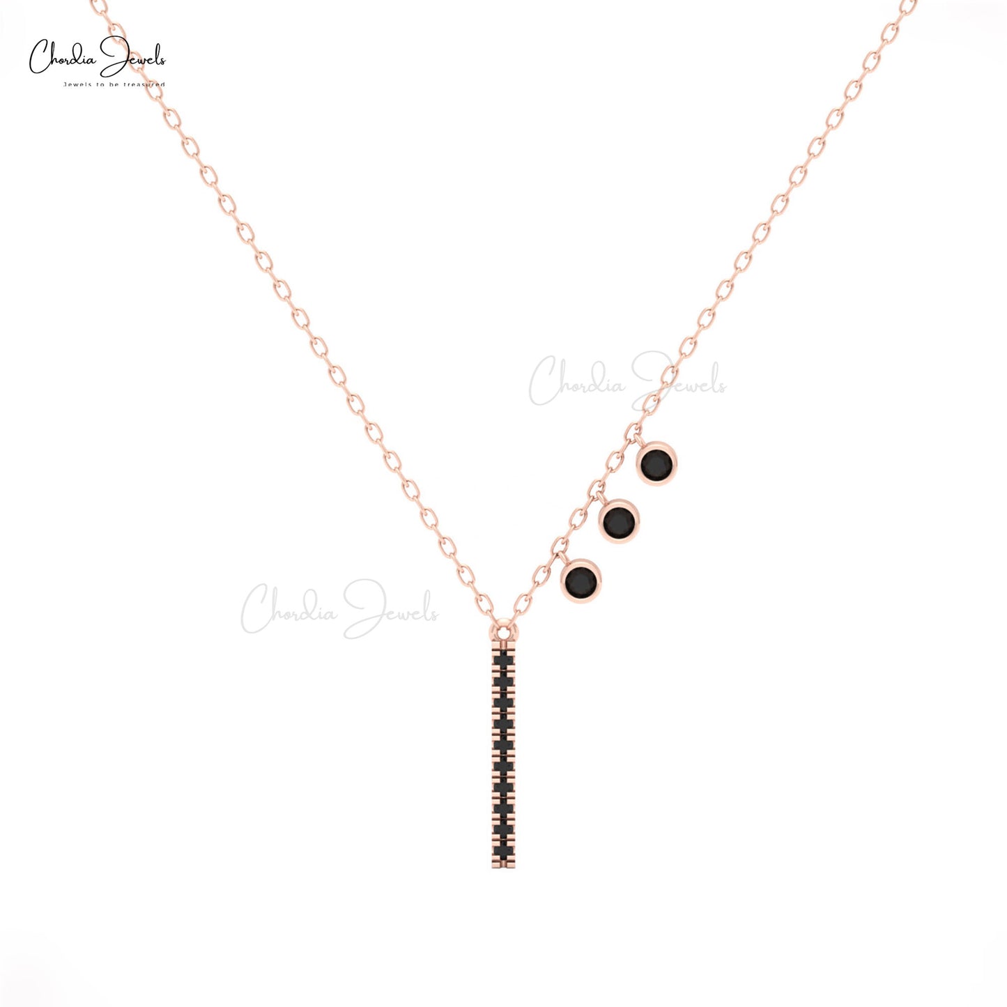 Elegant asymmetrical necklace with black diamond accents