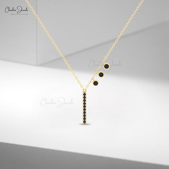 Minimalist diamond bar necklace with bezel-set accents