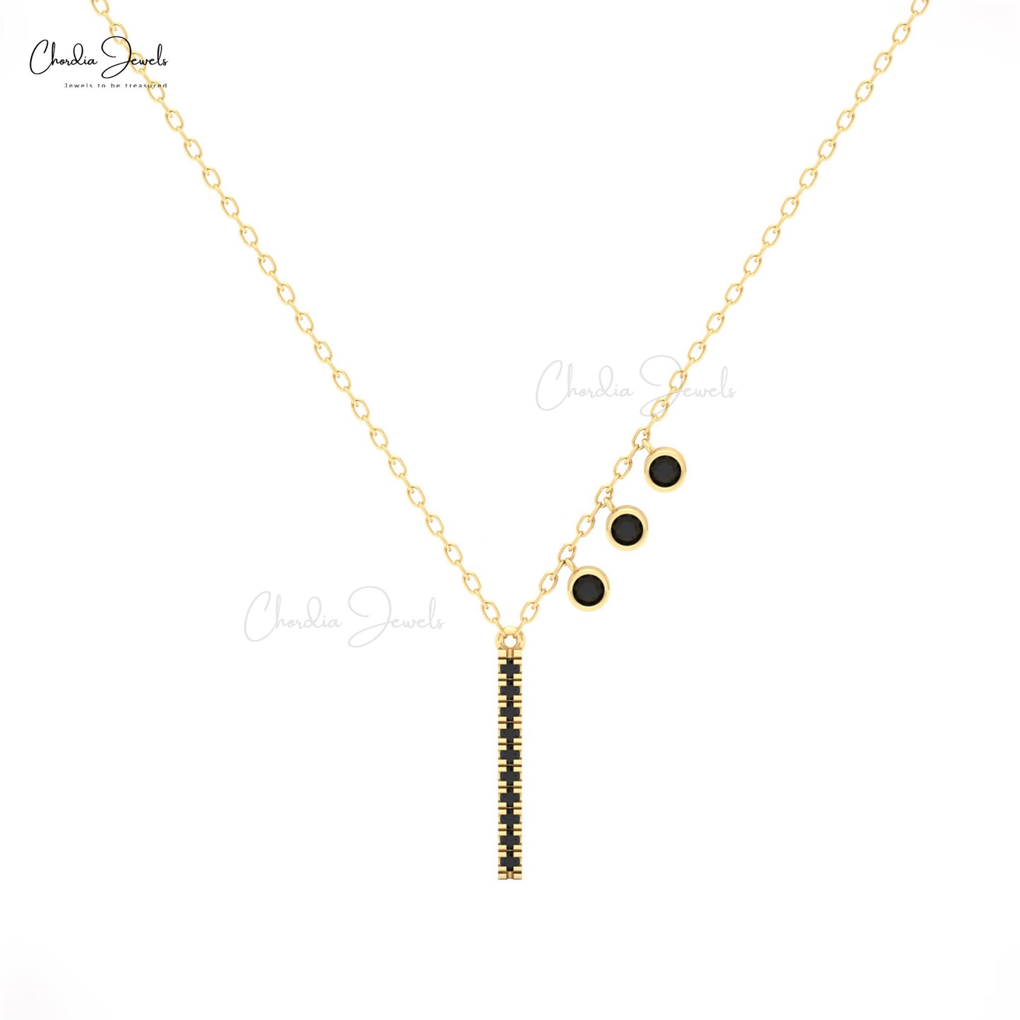 Chordia Jewels diamond bar necklace with black diamonds