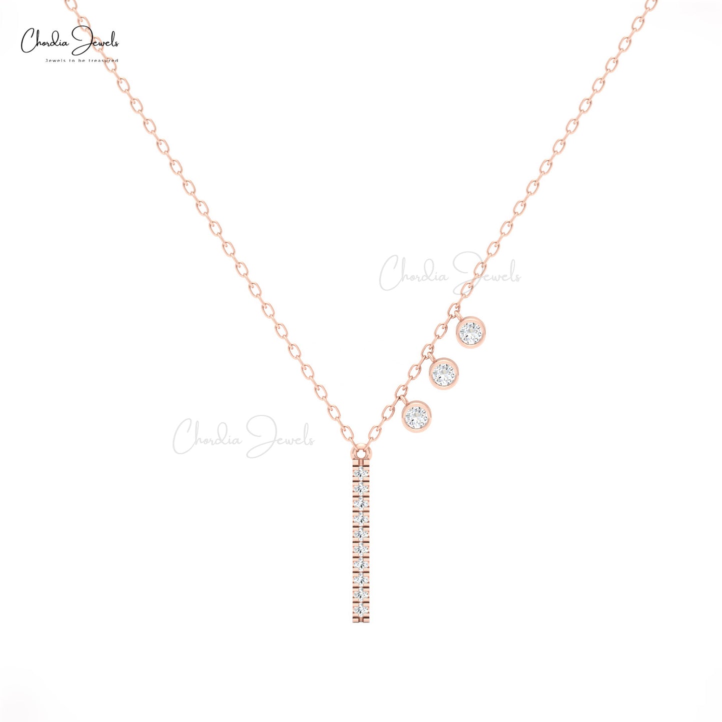 Chordia Jewels diamond bar necklace with bezel-set white diamonds