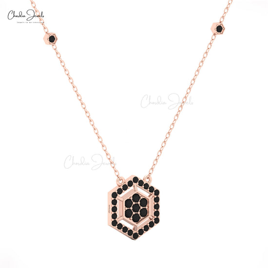 Elegant 16mm Black Diamond Necklace in 14K Solid Gold by Chordia Jewels