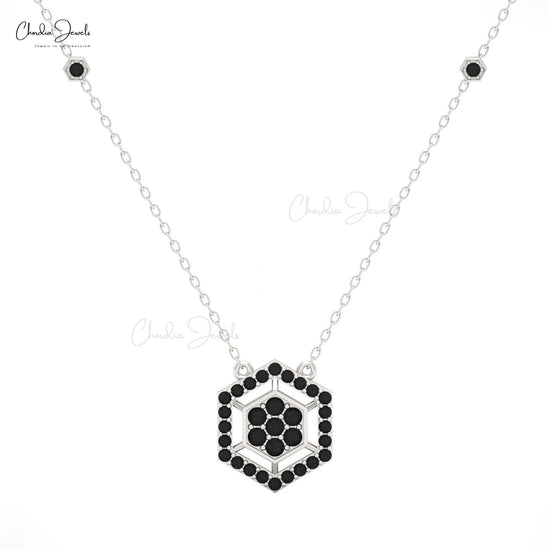 Bold Black Diamond Hexagon Necklace by Chordia Jewels in 14K Gold