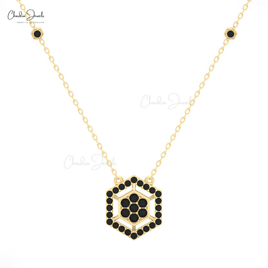 Luxury 16mm Black Diamond Hexagon Necklace by Chordia Jewels