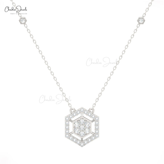 16mm White Diamond Cluster Pendant Necklace in 14K Gold by Chordia Jewels