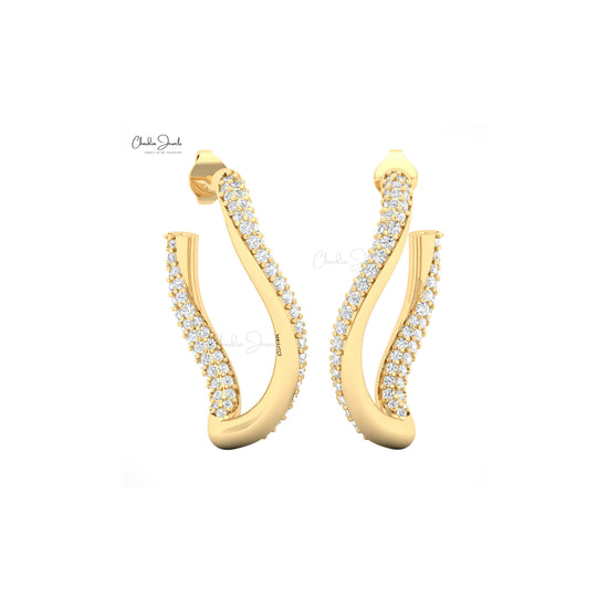 14k solid gold twisted stud earrings with sparkling white diamonds