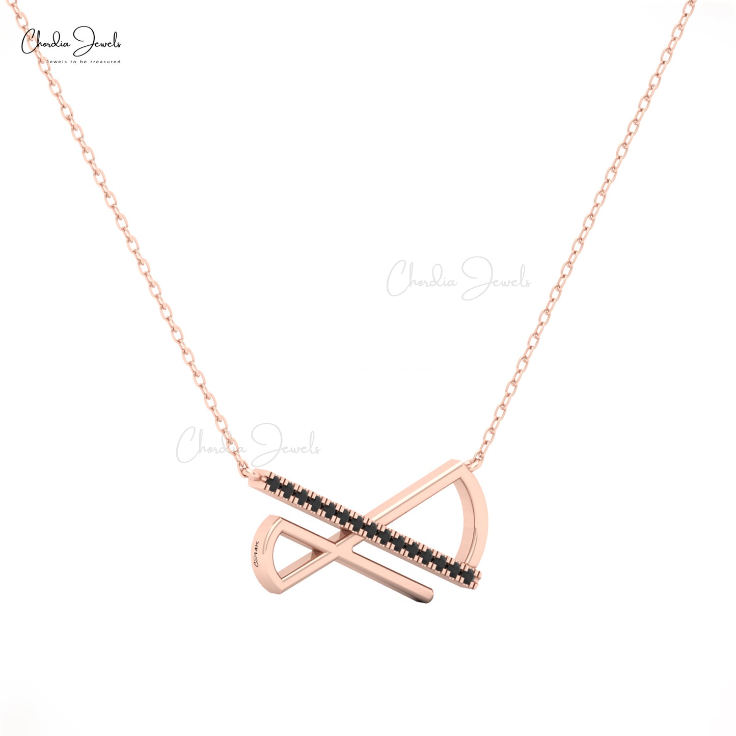Rose gold diamond bar necklace with a unique pendant for women
