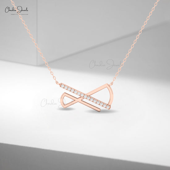 Minimalist gold bar necklace with geometric diamond accents