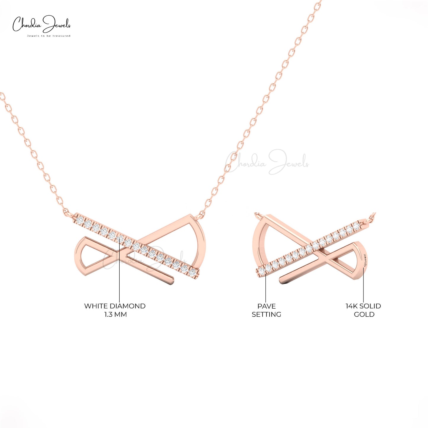 Chordia Jewels modern geometric pendant in 14k gold with white diamonds