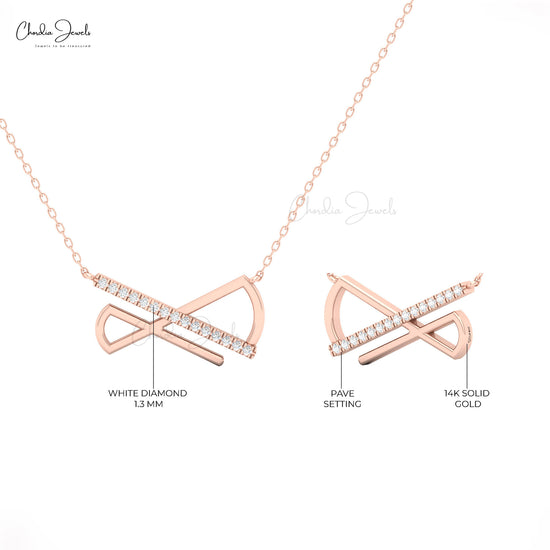 Chordia Jewels modern geometric pendant in 14k gold with white diamonds