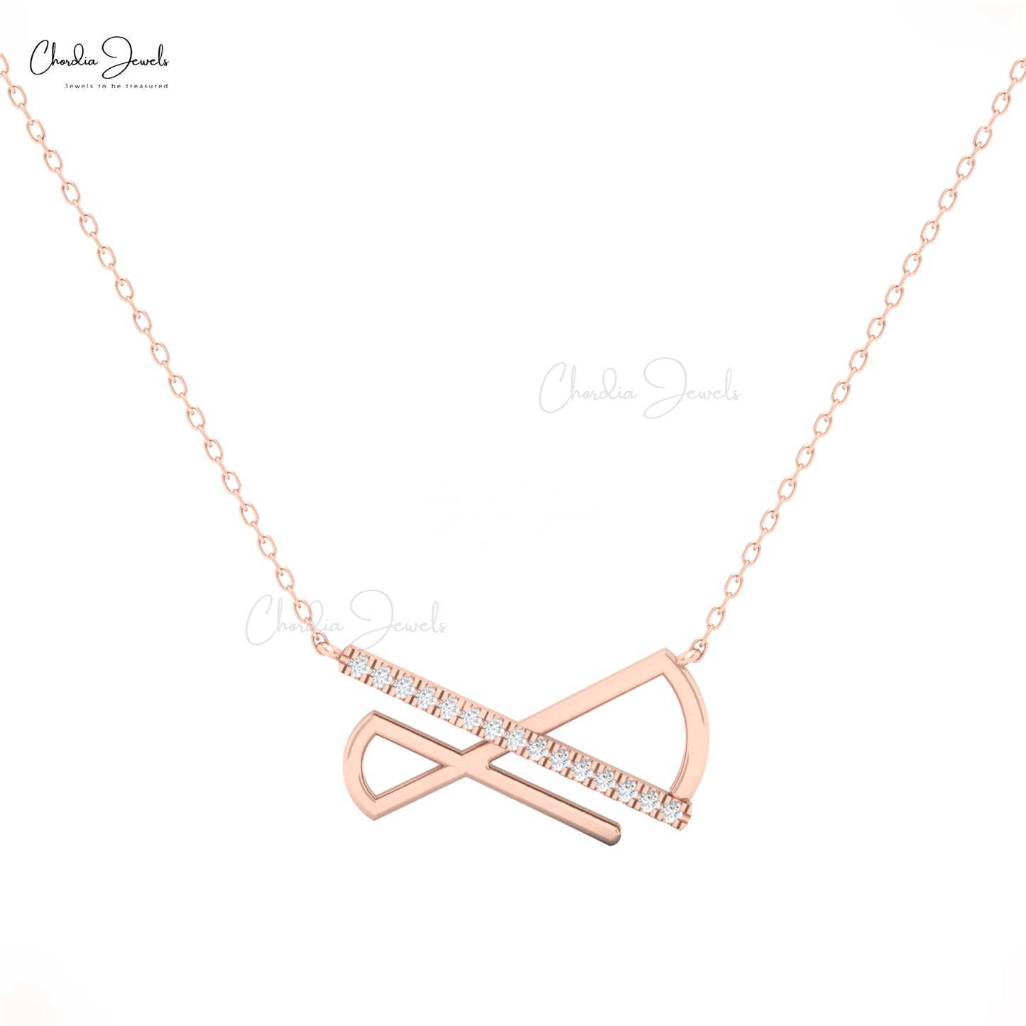 14k solid gold bar geometric diamond pendant necklace by Chordia Jewels