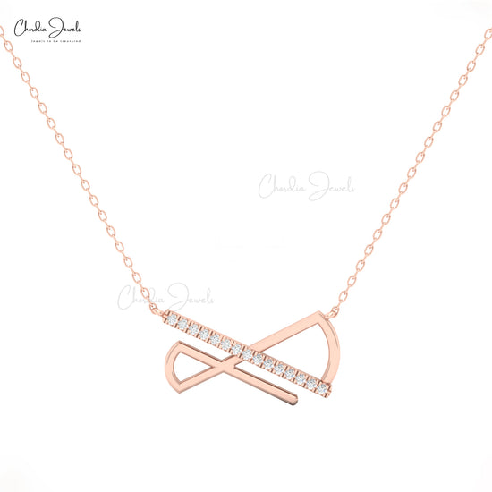 14k solid gold bar geometric diamond pendant necklace by Chordia Jewels