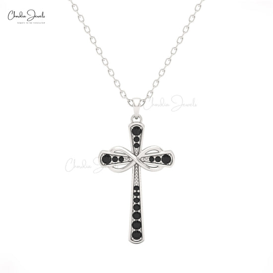 Women's white gold black diamond infinity pendant by chordia jewels 