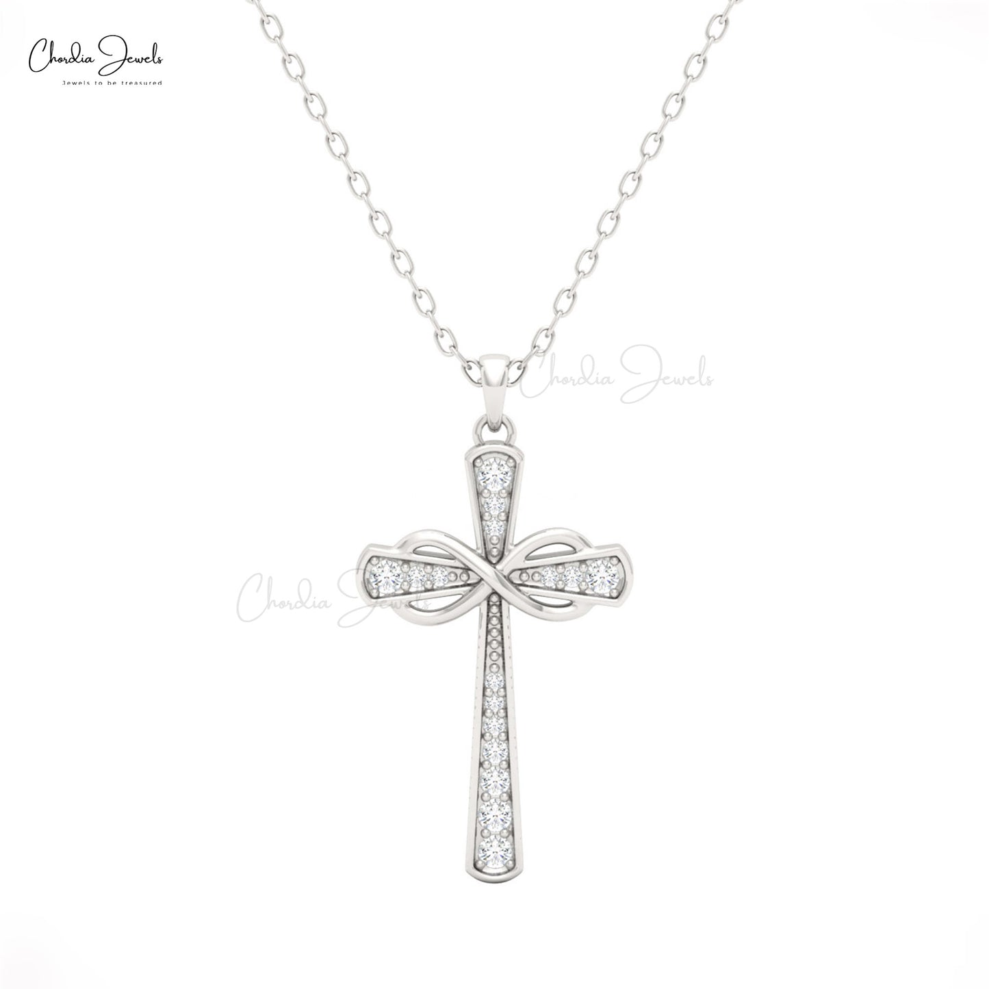 White Gold  diamond cross pendant for mom by chordia jewels 