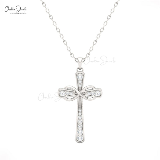 White Gold  diamond cross pendant for mom by chordia jewels 