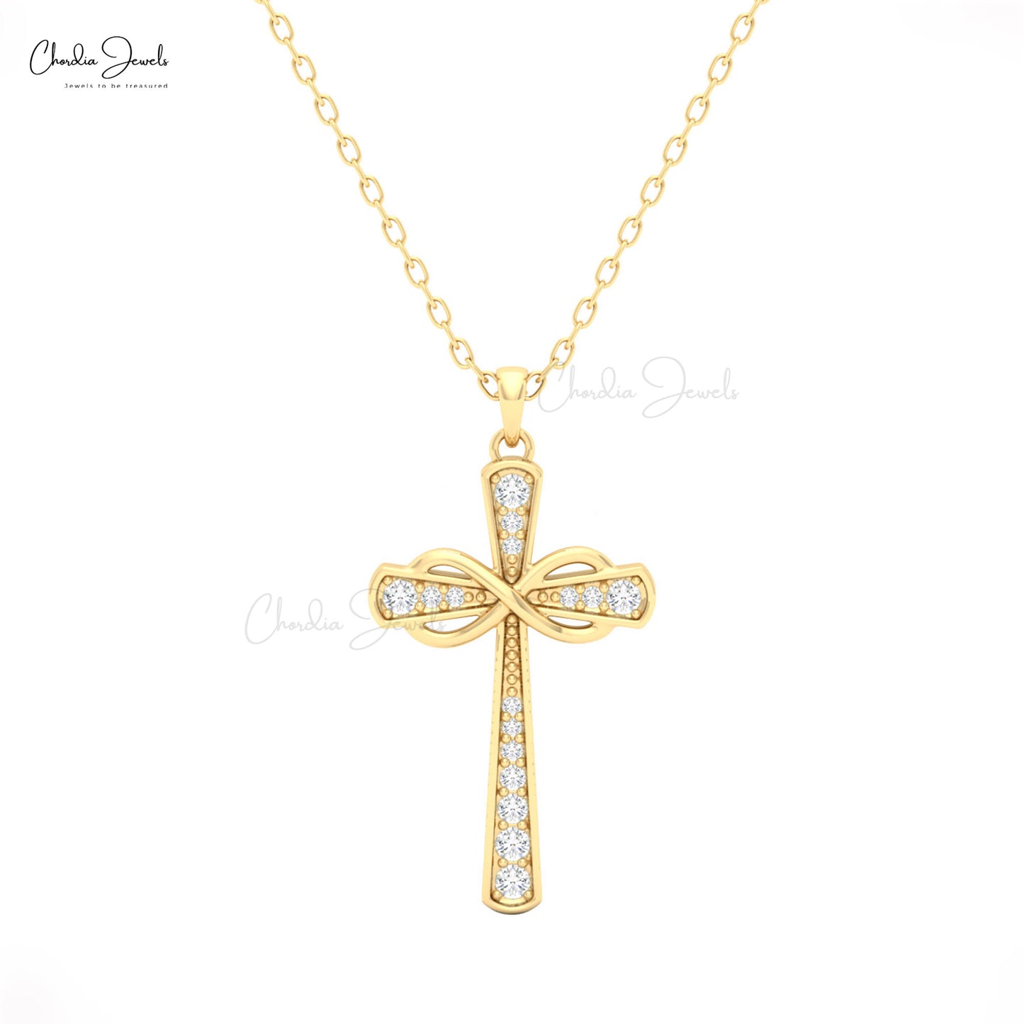 Gold cross necklace with white diamonds gift for sister 