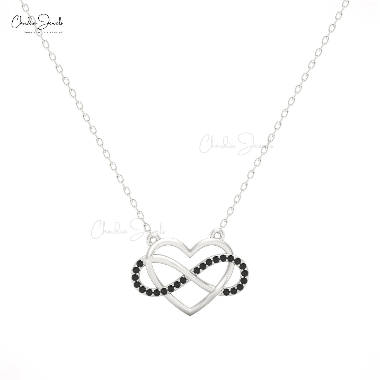 14k solid gold open heart necklace with 0.12 carat black diamond, 16mm pendant on chain