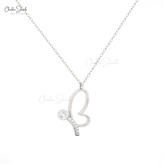 Elegant butterfly-shaped pendant with sparkling white diamond on gold chain