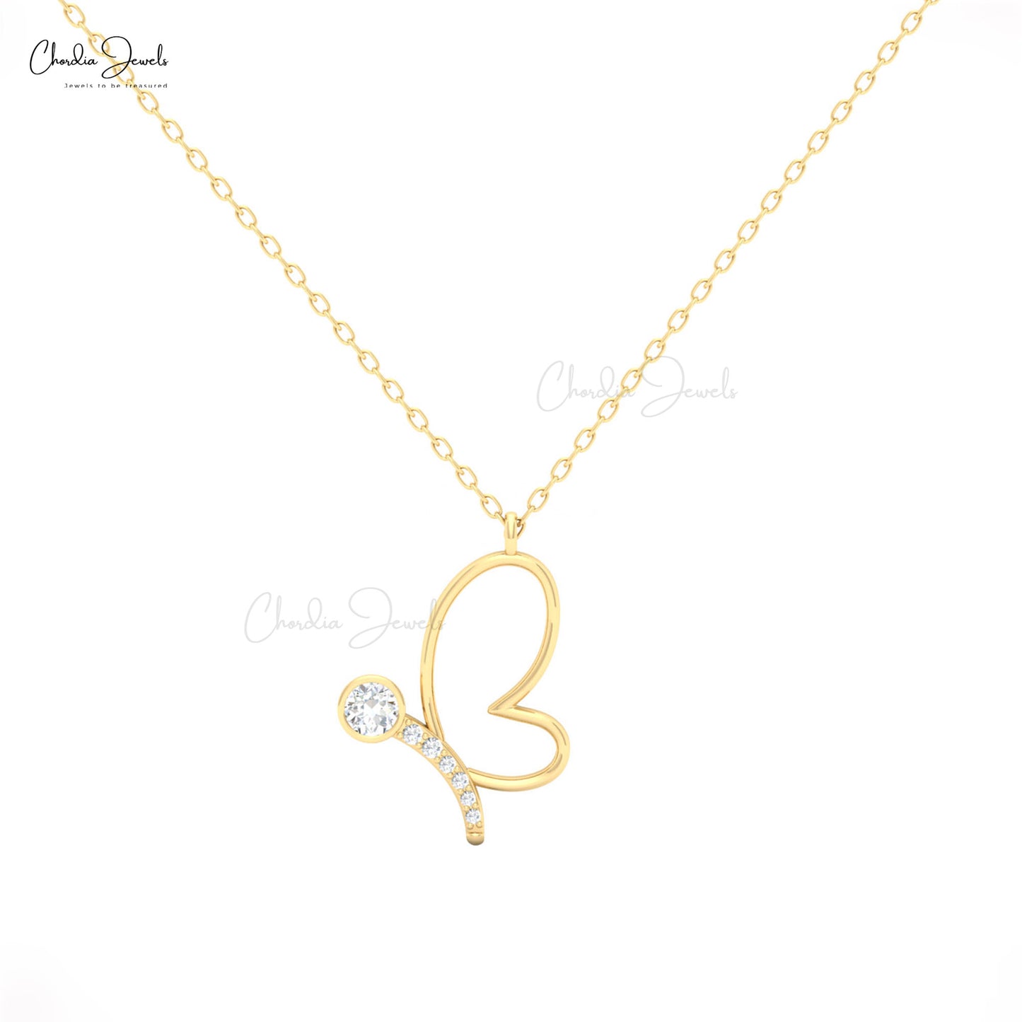 Gift-ready butterfly charm necklace in 14K gold displayed in luxury box