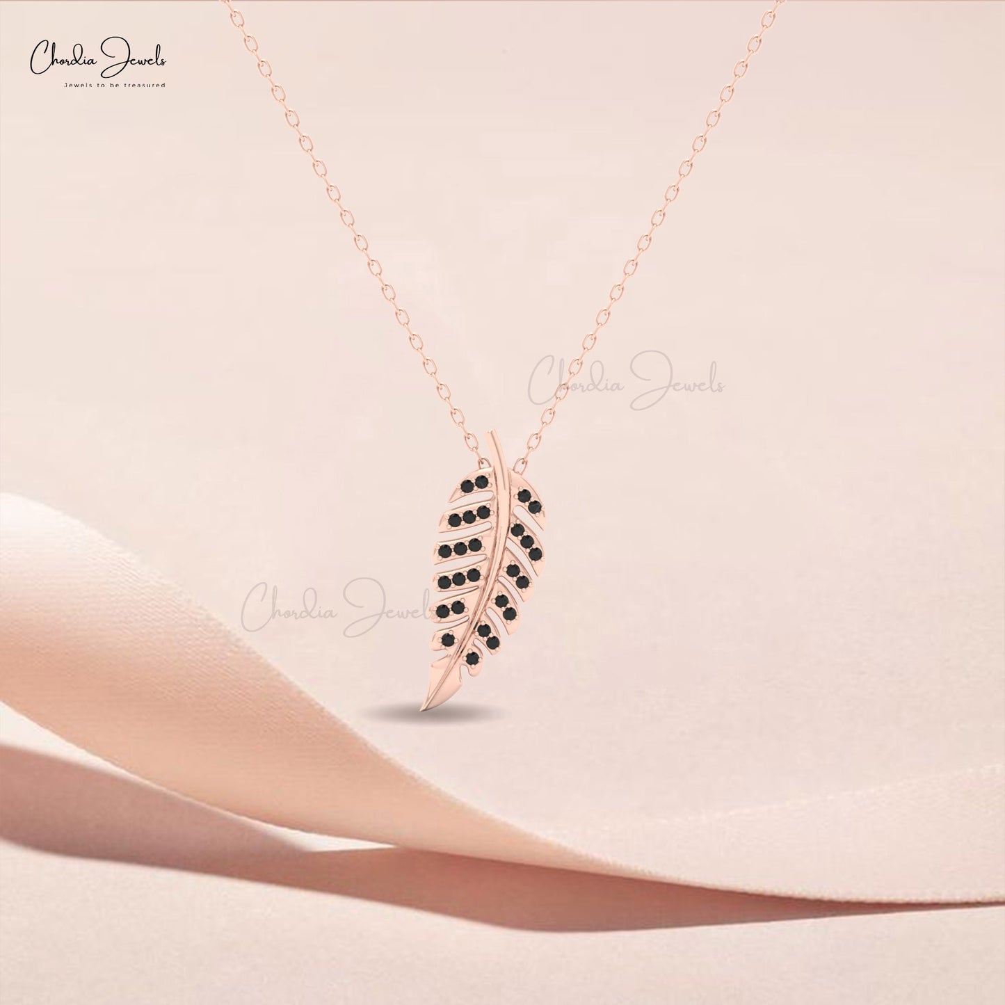  14k Rose Gold Pendant with black diamond gift for gf