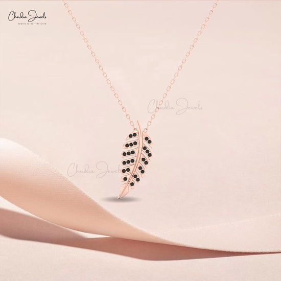  14k Rose Gold Pendant with black diamond gift for gf