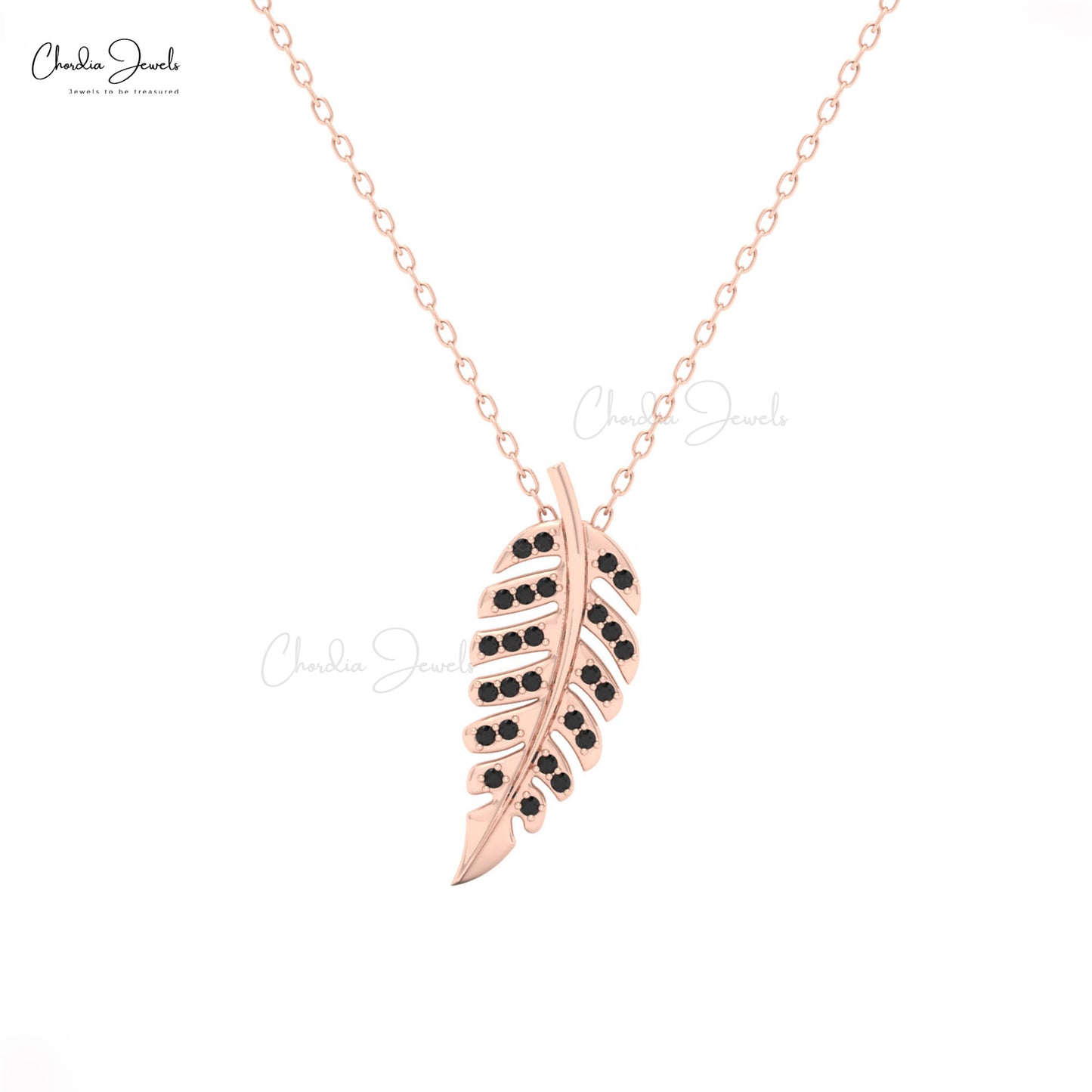 Black diamond leaf necklace by Chordia Jewels