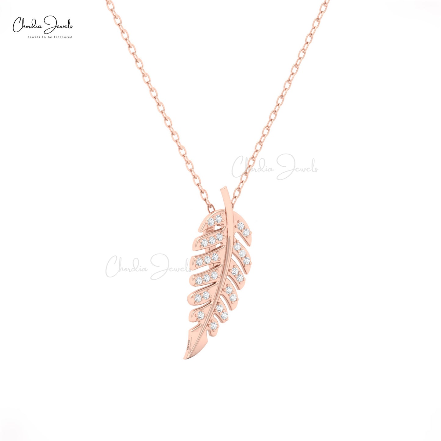 Nature-inspired leaf necklace with diamonds by Chordia Jewels