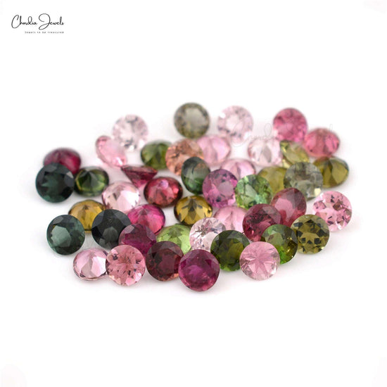 1 Carat Size Top Grade Multi Tourmaline Round Cut For Earrings, 1 Piece - Chordia Jewels