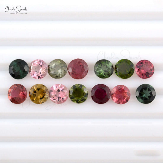 1.25 Carats Super Fine Quality Multi Tourmaline Round Loose Gemstone For Jewelry 7mm, 1 Piece