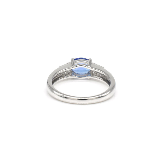 Split Shank Certified Wedding Ring In 18k White Gold Tanzanite 8x6mm Oval And Diamond Ring