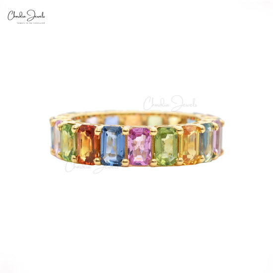 Load image into Gallery viewer, multi sapphire eternity ring
