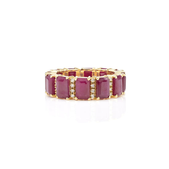 Ruby and Diamond Stackable Wedding Band in Gold