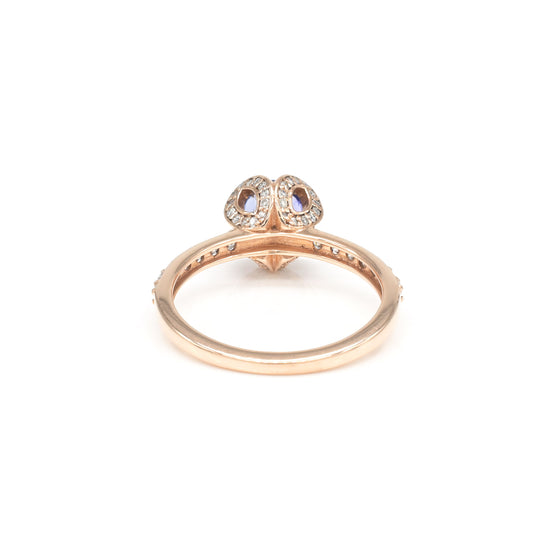 Gemstone Floral Ring In 14k Rose Gold Tanzanite And Diamond Engagement Verified Rings
