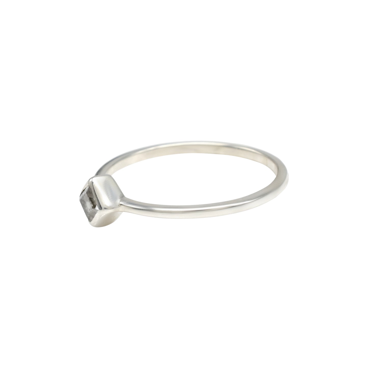 Solitaire High Polish Ring With 0.22 Ct White Zircon Bezel Set In 925 Silver Dainty Rings