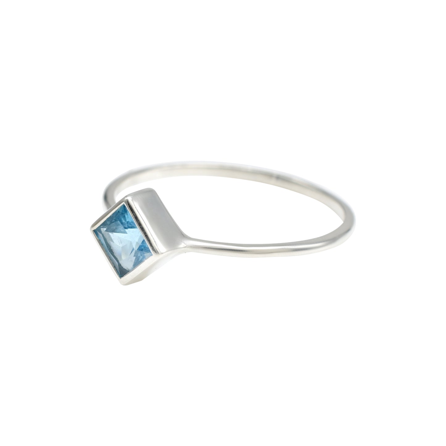 Bezel Set Sterling Silver Ring With 0.72 Ct Swiss Blue Topaz Gemstone Unique Rings