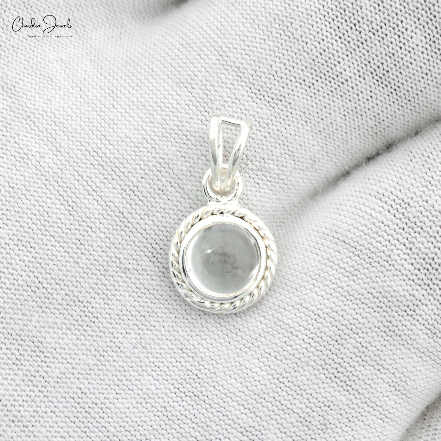 Round White Zircon Spiral Pendant In 925 Silver Solitaire Wire Set Dailywear Necklace