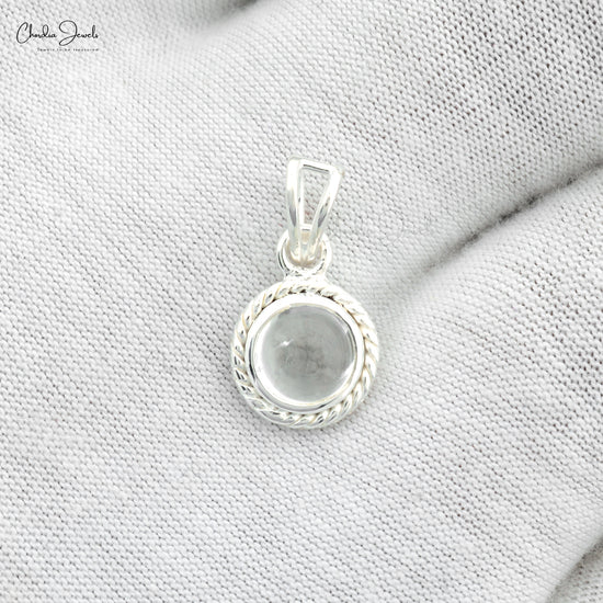 Round White Zircon Spiral Pendant In 925 Silver Solitaire Wire Set Dailywear Necklace