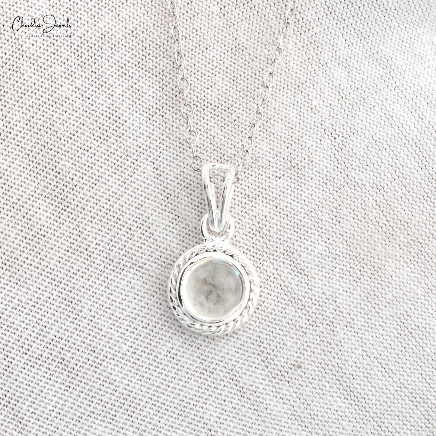 Round White Zircon Spiral Pendant In 925 Silver Solitaire Wire Set Dailywear Necklace