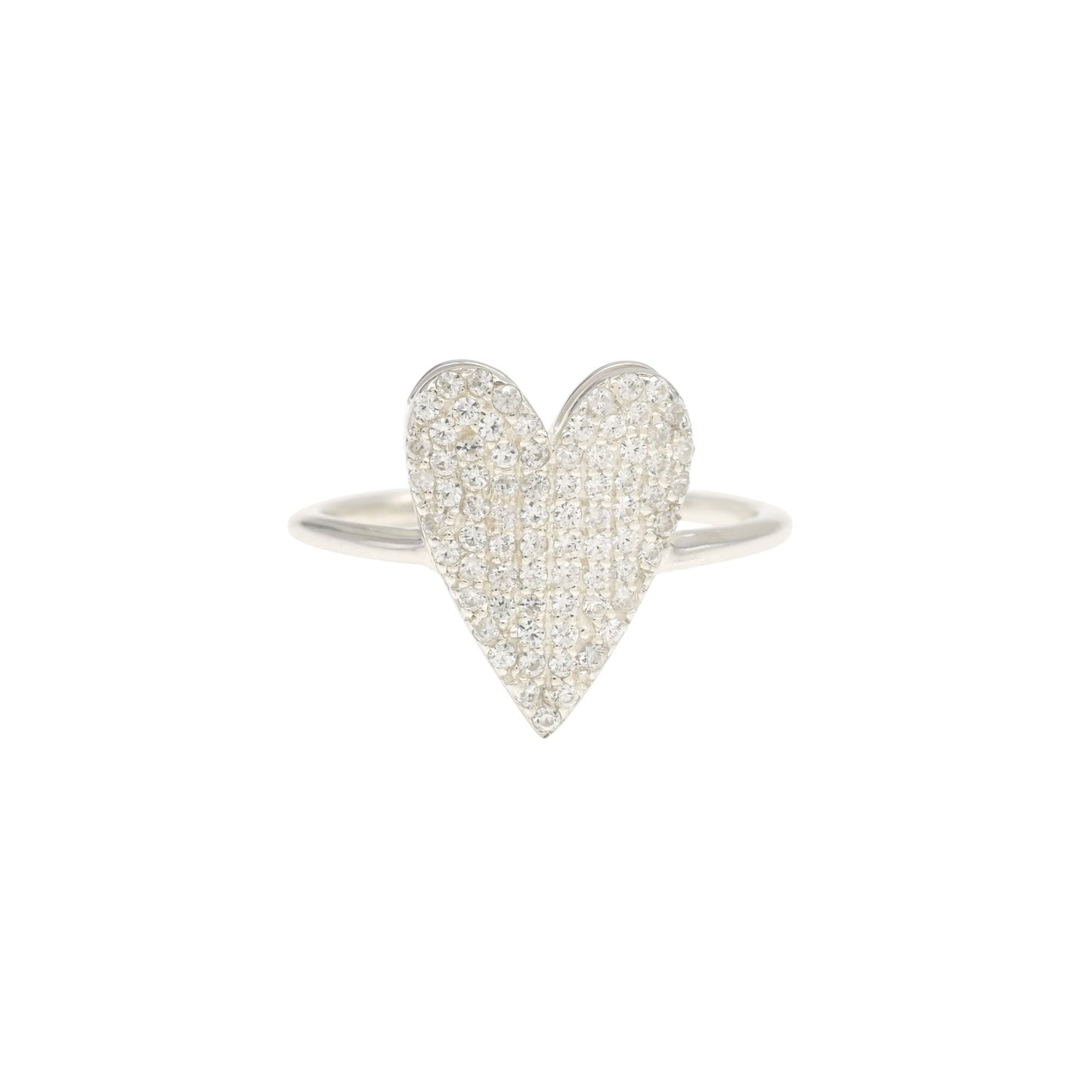 Cluster Heart Shape Ring In 925 Solid Silver White Zircon 1mm Round Cut Love Rings