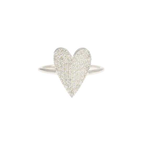 Cluster Heart Shape Ring In 925 Solid Silver White Zircon 1mm Round Cut Love Rings
