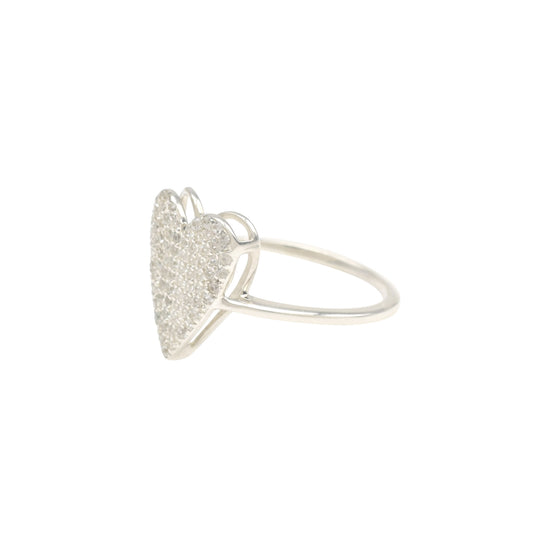 Cluster Heart Shape Ring In 925 Solid Silver White Zircon 1mm Round Cut Love Rings