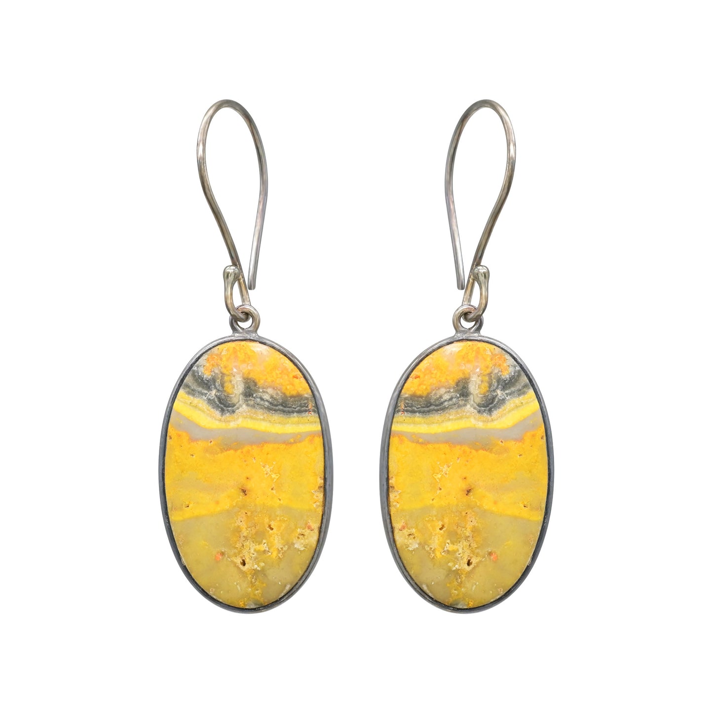 Gemstone Dangle Earrings In 925 Silver Bumblebee Jasper High Polish Earrings