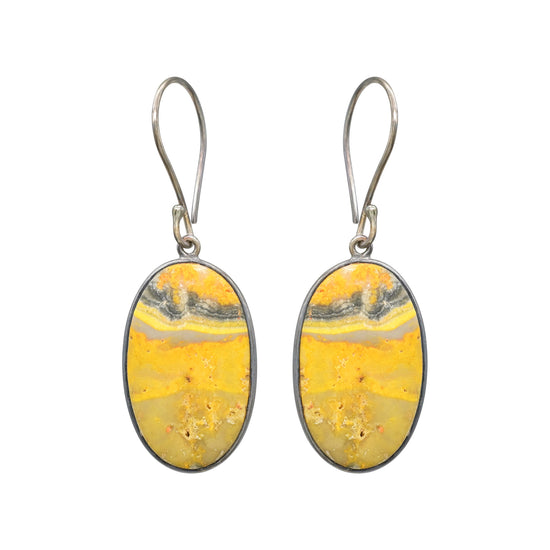 Gemstone Dangle Earrings In 925 Silver Bumblebee Jasper High Polish Earrings