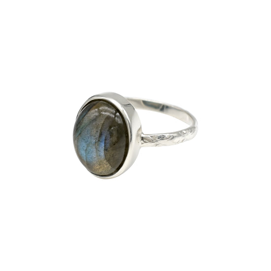Oval Solitaire Ring In 925 Sterling Silver Labradorite 5.5 Ct Gemstone Bridal Rings