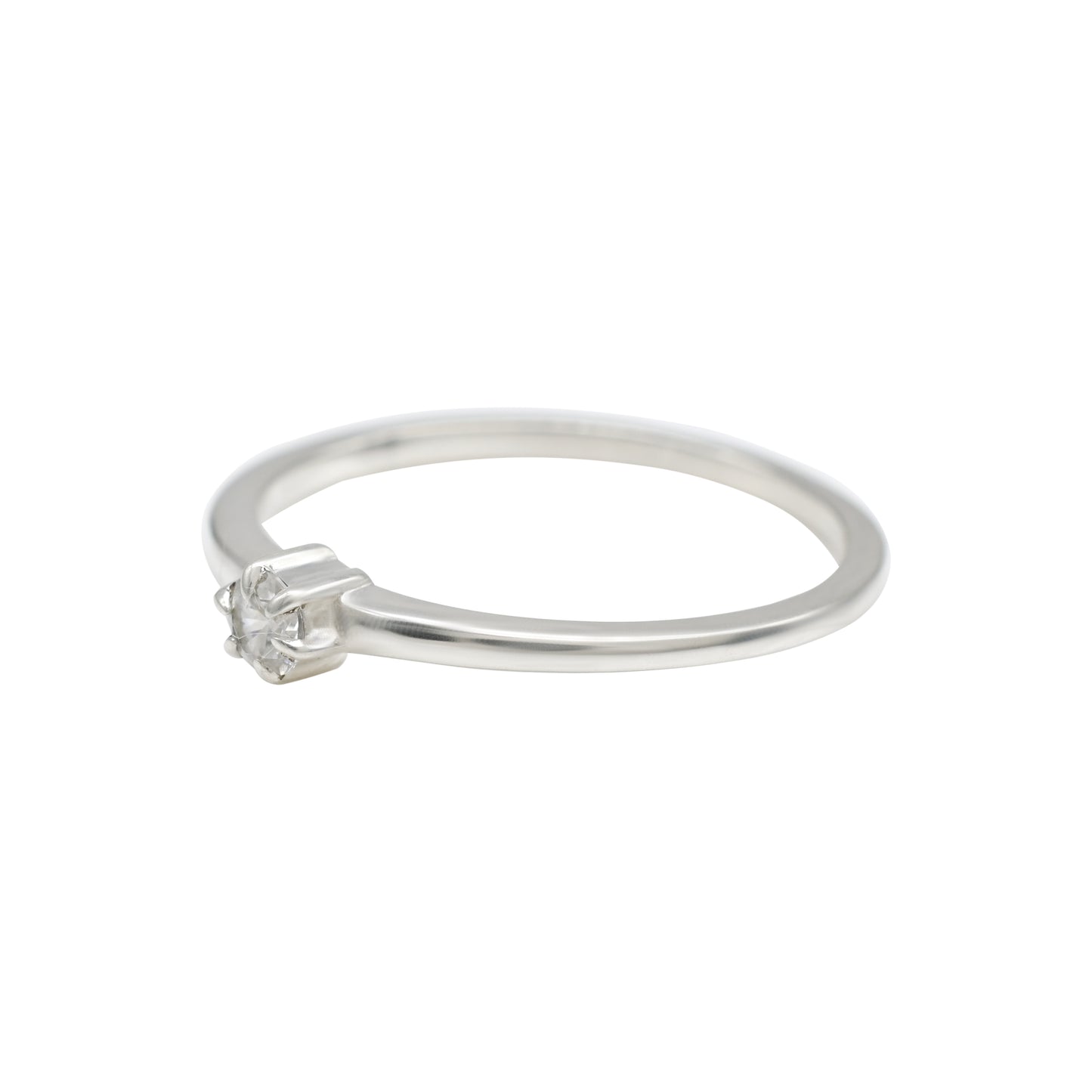 Brilliant Cut Solitaire Ring In 925 Sterling Silver White Zircon Minimalist Rings For Her