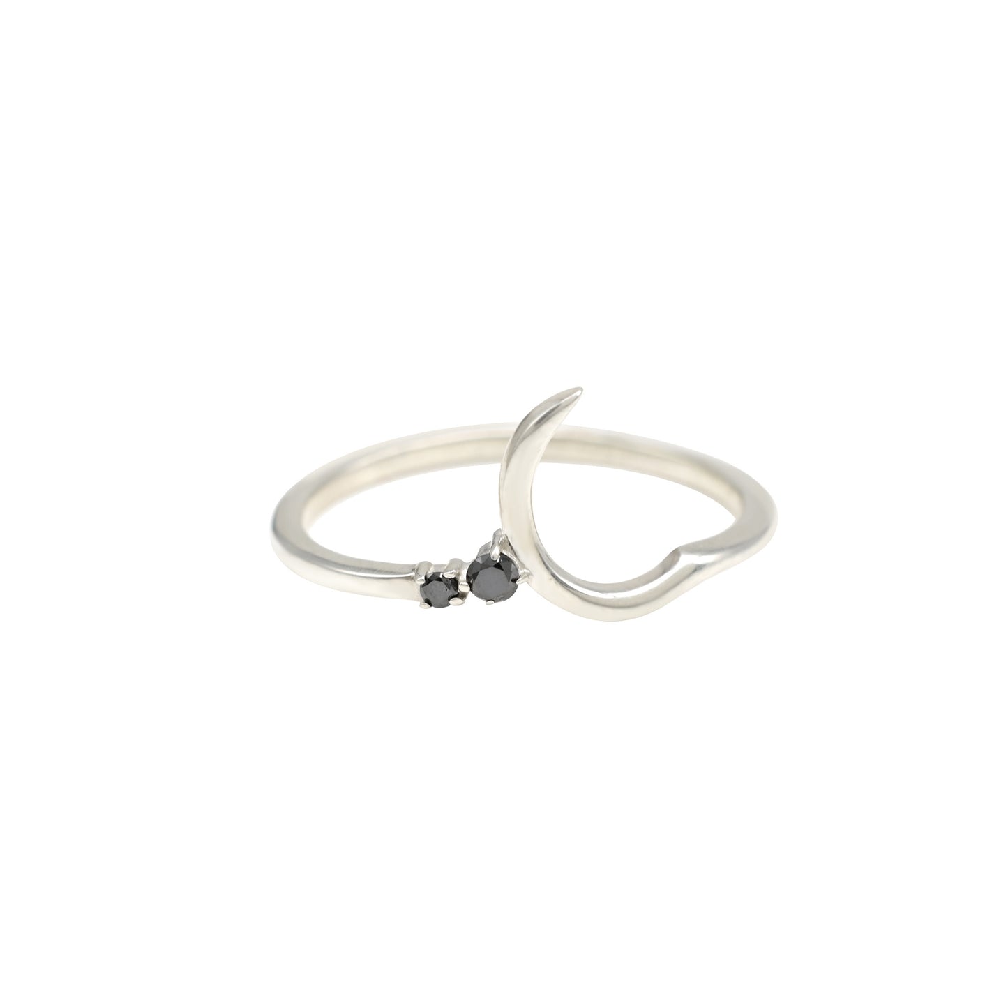 Two Stone High Polish 925 Sterling Silver Black Diamond Unique Rings For Women