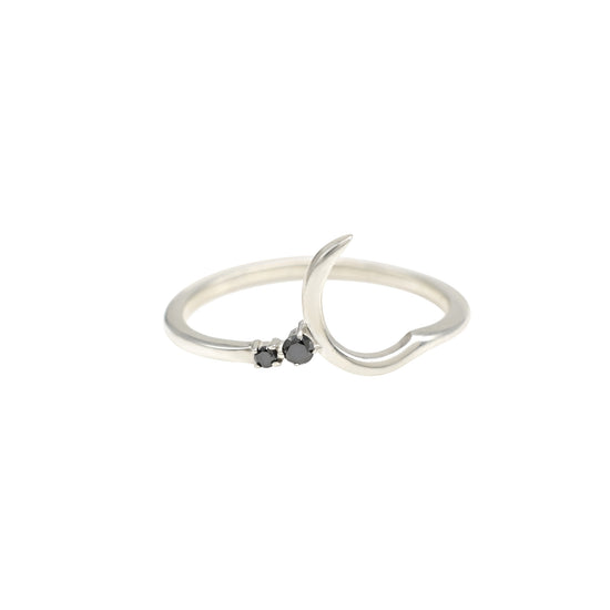 Two Stone High Polish 925 Sterling Silver Black Diamond Unique Rings For Women