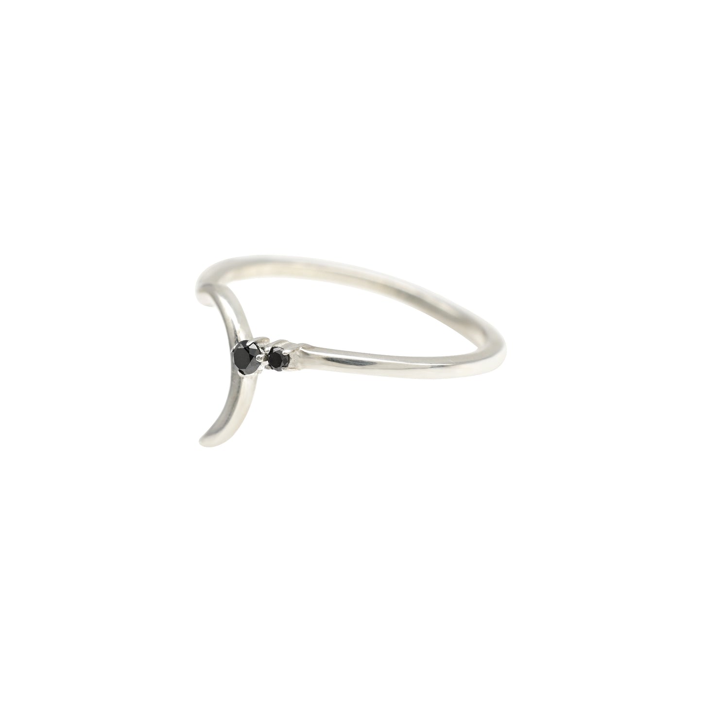 Two Stone High Polish 925 Sterling Silver Black Diamond Unique Rings For Women