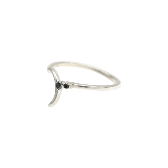 Two Stone High Polish 925 Sterling Silver Black Diamond Unique Rings For Women