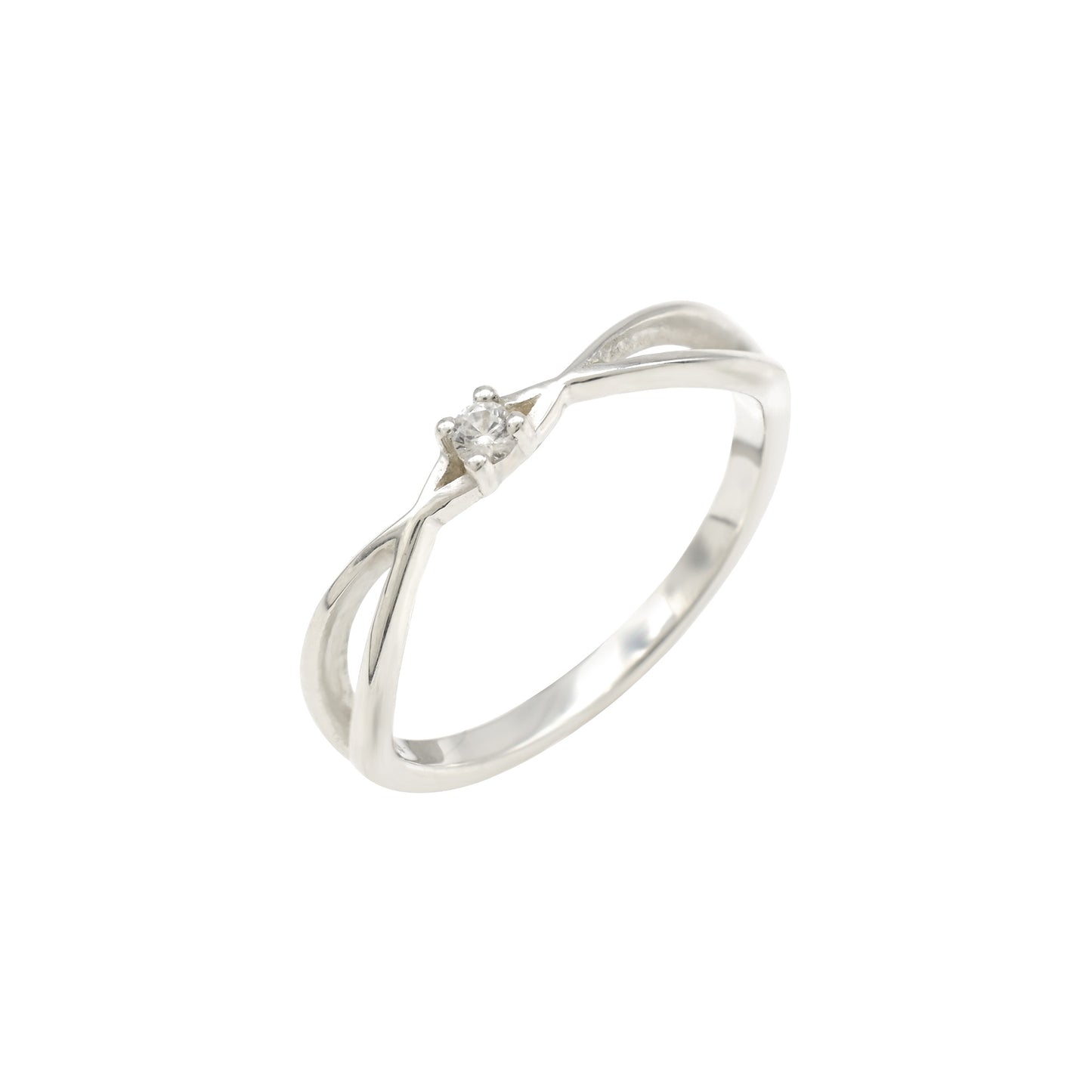 High Quality White Diamond Brilliant Cut Split Shank Ring In 925 Sterling Silver