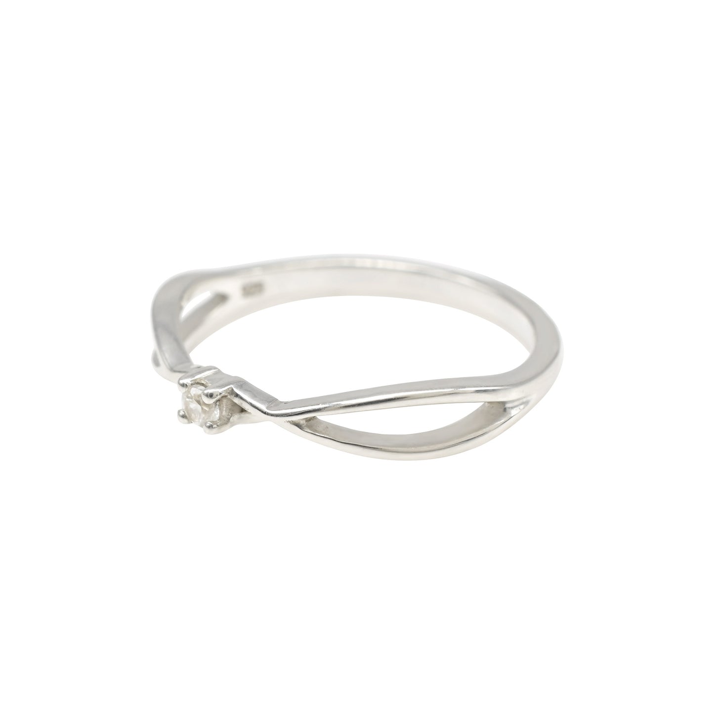 High Quality White Diamond Brilliant Cut Split Shank Ring In 925 Sterling Silver